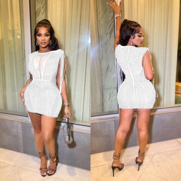 Fashion Women's Wear Mesh Hot Drilling Dress - Image 2